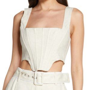 NWT STAUD Alice Linen Bustier Crop Top